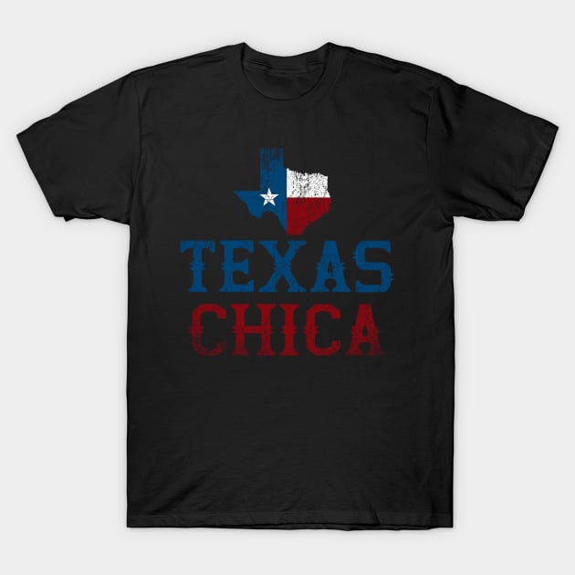 Texas Chica Retro American Flag Texan T-Shirt by ShirtsShirtsndmoreShirts